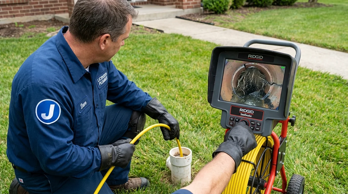 Sewer camera inspection being performed by Johns Plumbing LLC in Pendleton